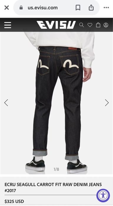 Size 31, 32, 33, 34, 36 EVISU JEANS