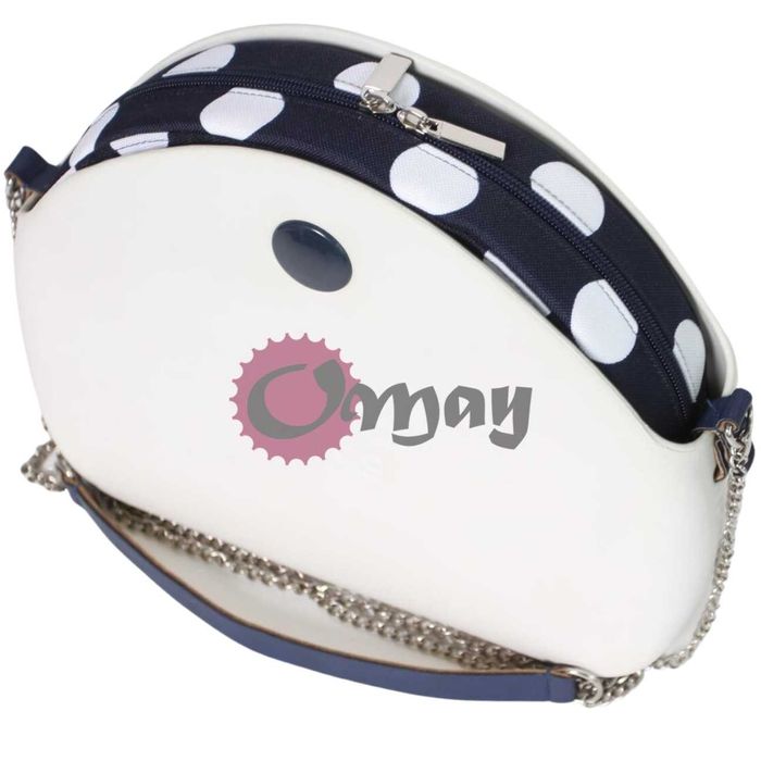 organizer OBAG MOON LIGHT grochy białe granat 2 kieszenie wkład OMAY