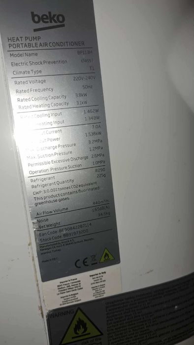 Klimatyzator przenośny BEKO BP113H