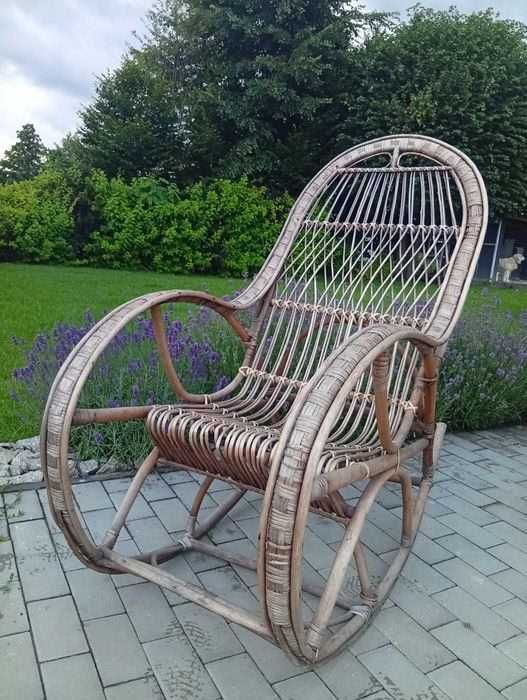 Fotel bujany wiklinowy solidny wygodny duży