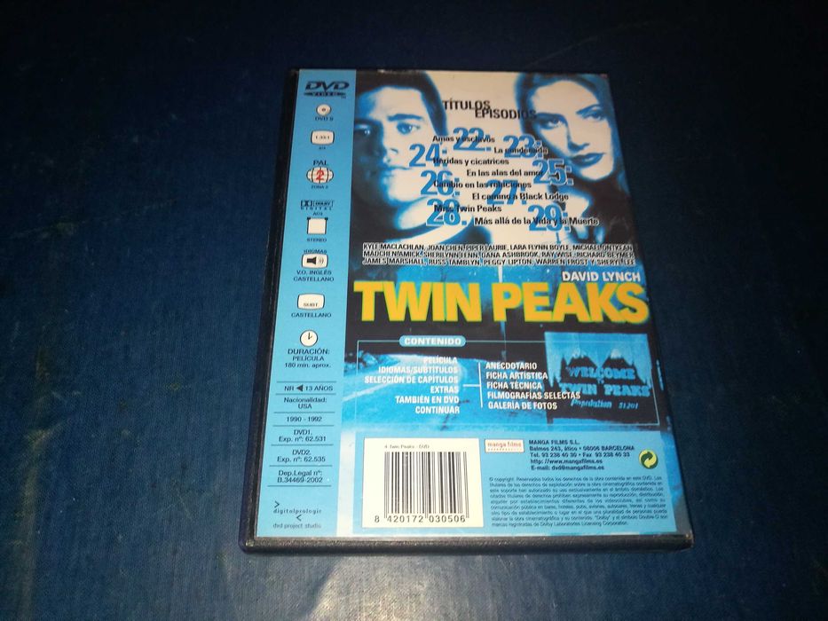 TWIN PEAKS - EPISODIOS DE 22 A 29	DVD (legendagem em Inglês)