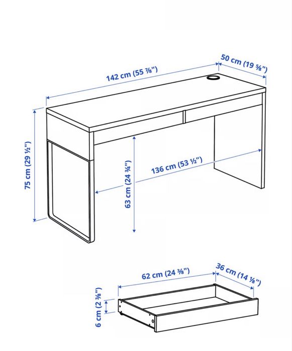 Secretária ikea micke pret-cast 142-50