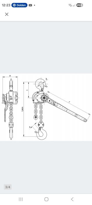 BRANO RZC-3,2T Wciągnik wciągarka zapadkowa łańcuchowa 3,2t + łańcuc