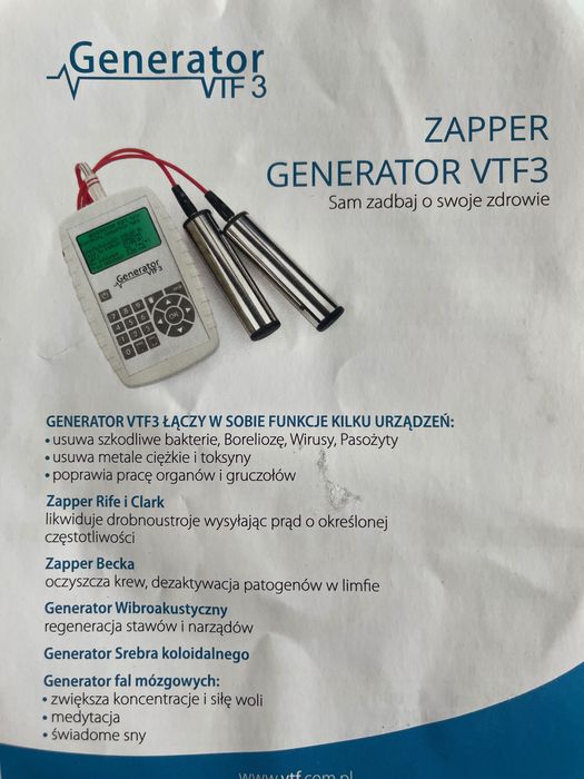 Generator VTF3 Zapper wirusy bakterie alergie itp.