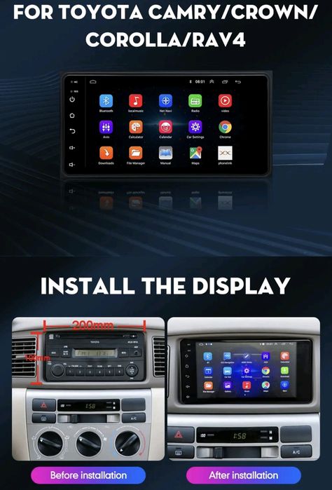 Магнітола Toyota Corolla, Rav, Nissan 200x100 Android орегінальний розмір