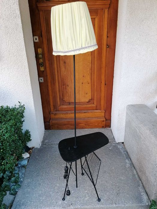 Lampa Stojąca Stolik Gazetnik PRL Lata 1960