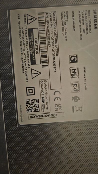 Samsung QE55Q80TAT 55" QLED UltraHD 4K
Ecrã Novo