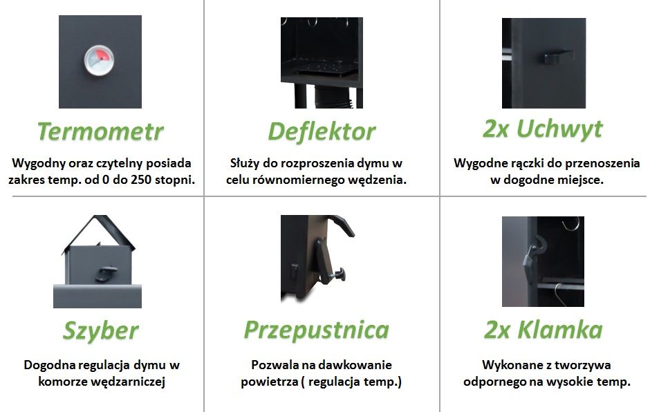 Wędzarnia ogrodowa metalowa 55x55cmx175cm WĘDZOK