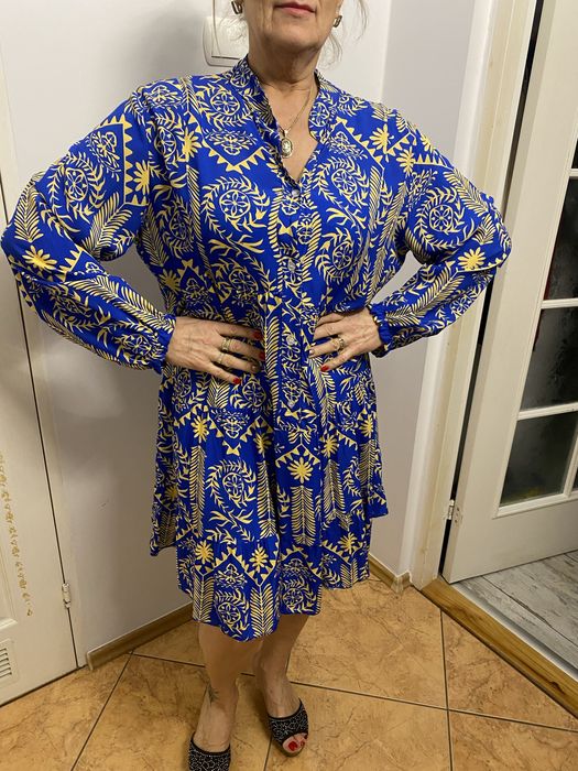 Made in italy paisley wloska sukienka viscose wzory chabrowa