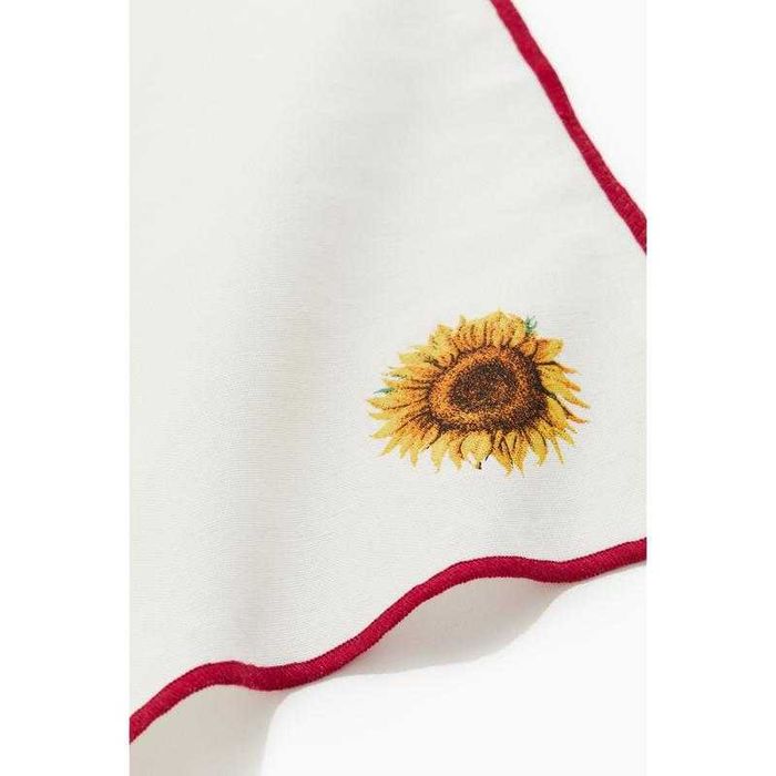 H&M Серветки текстильні 4 шт. - білі/квіти