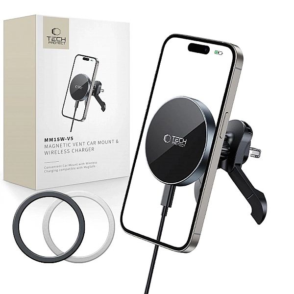Uchwyt Samochodowy Tech-Protect mm15W-V5 Magnetic MagSafe na kratkę na