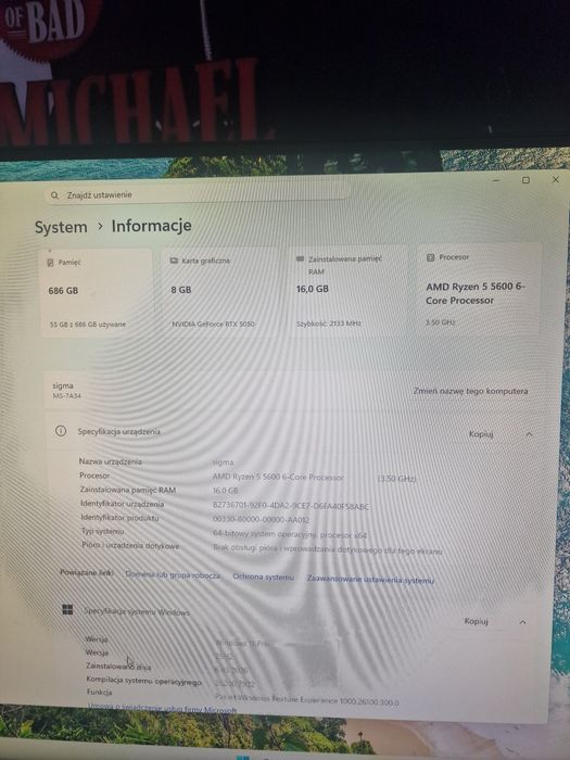 Mocny komputer Gamingowy Nowy Rtx 5050/Ryzen 5 5600 /16GB RAM