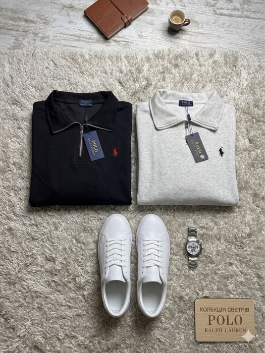 Кофта Polo Ralph Lauren Quarter-Zip | Чорний та біло-молочний колір