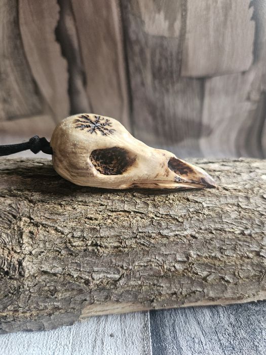 Wisior słowiański czaszka kruka Vegvisir kompas wikingów duży prezent