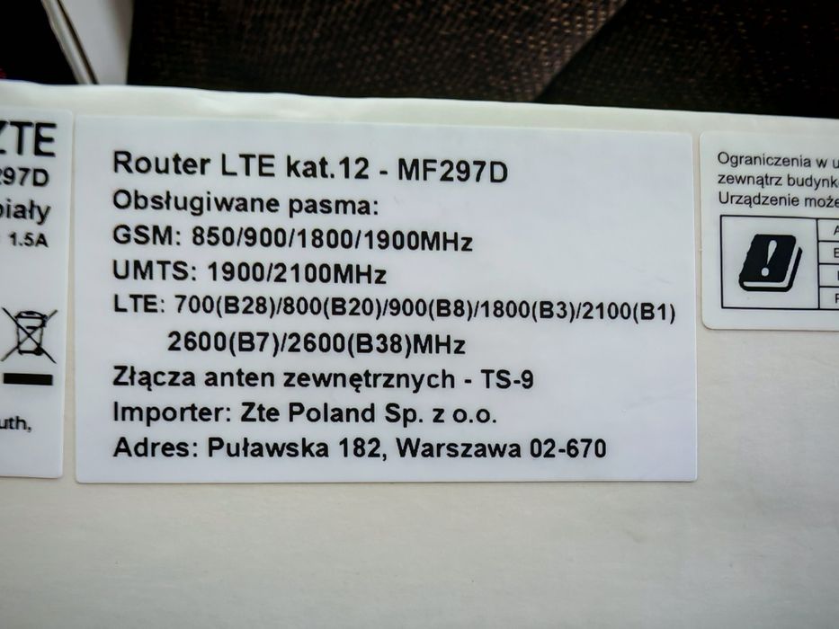 Zte MF297D router na kartę SIM 600 Mbps 4G LTE modem bezprzewodowy