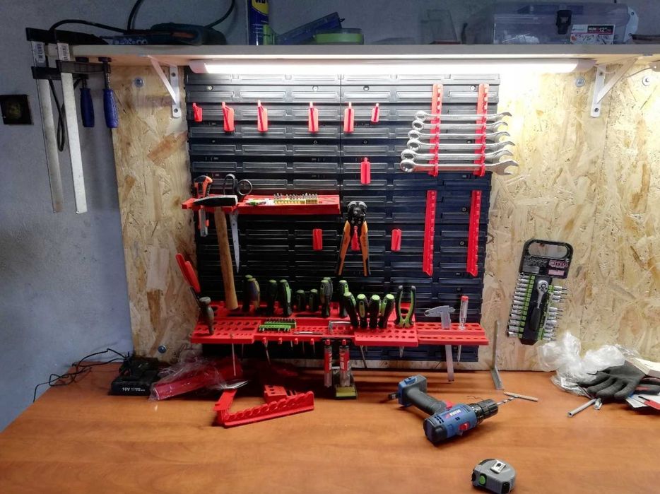 Mocna XXL Tablica Narzędziowa Ścianka Warsztatowa+Gratis Uchwyty Półki