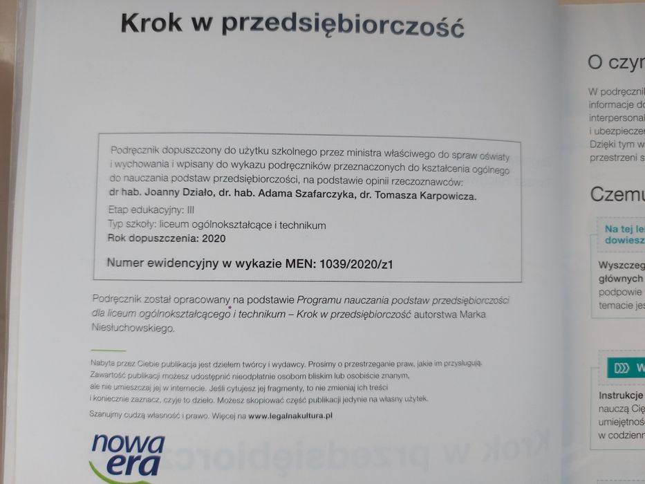 Krok w przedsiębiorczość podrecznik i ćwiczenia