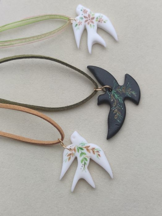 Підвіска пташка чокер Ластівка Горлиця прикраси на шию