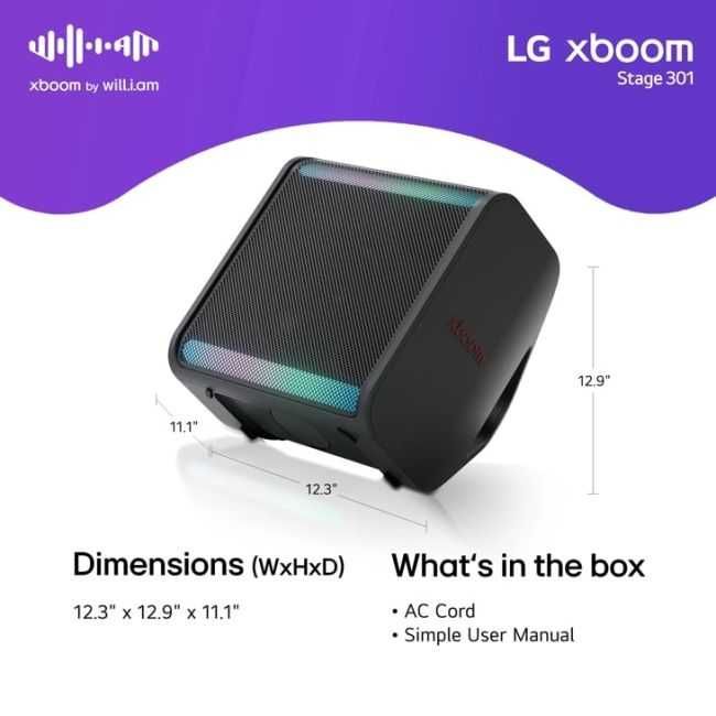 LG Xboom Stage 301. NOVA. Garantia legal.