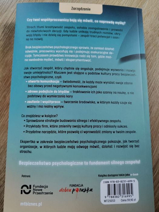 Książka "Bezpieczeństwo psychologiczne w zespole"