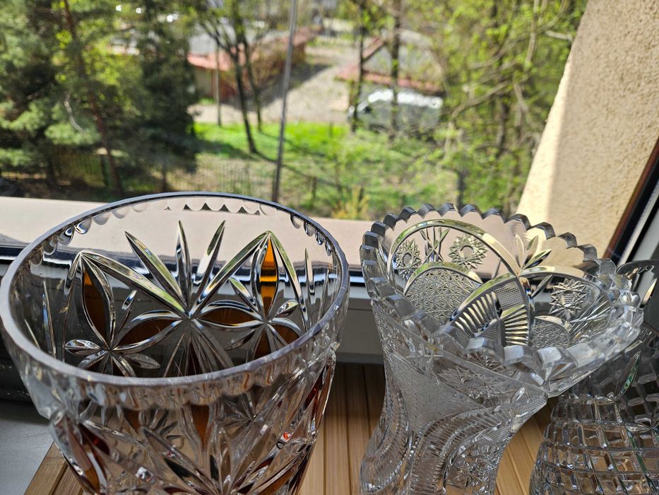 Wazon ZIELONY szkło Huta Laura PRL