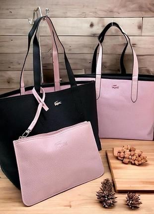 Сумка тоут шопер lacoste оригинальная сумка черная духстороння