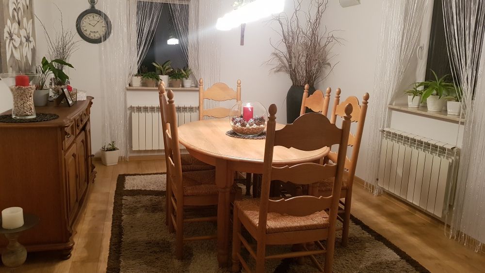 Dębowy stół + 6 krzeseł