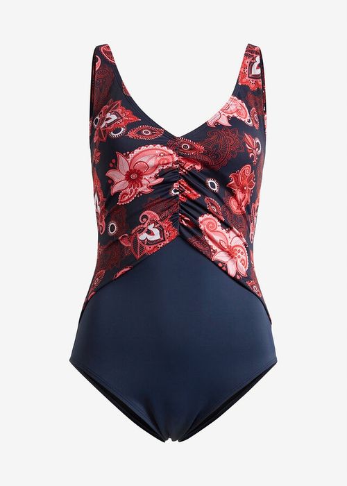 B.P.C kostium kąpielowy shape granatowy z czerwonym wzorem 42.