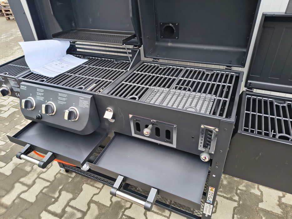 NOWY Grill Gazowo-Węglowy z Wędzarką EL FUEGO ARIZONA SOLIDNY ! ŻELIWO