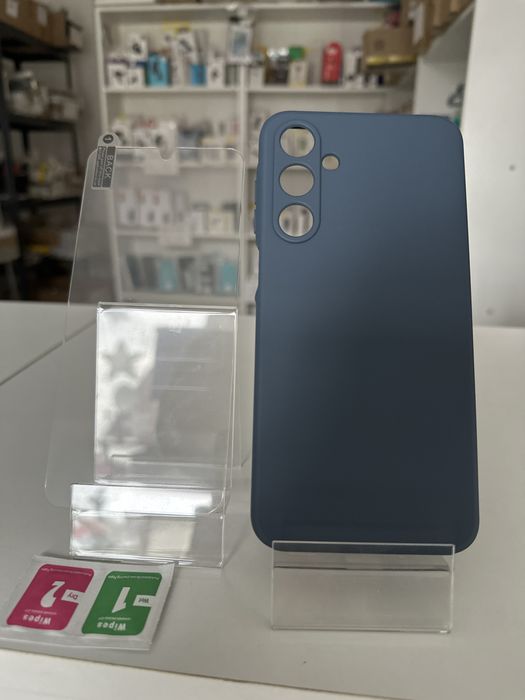 Szkło hartowane i etui silikonowe niebieskie do Samsung A16