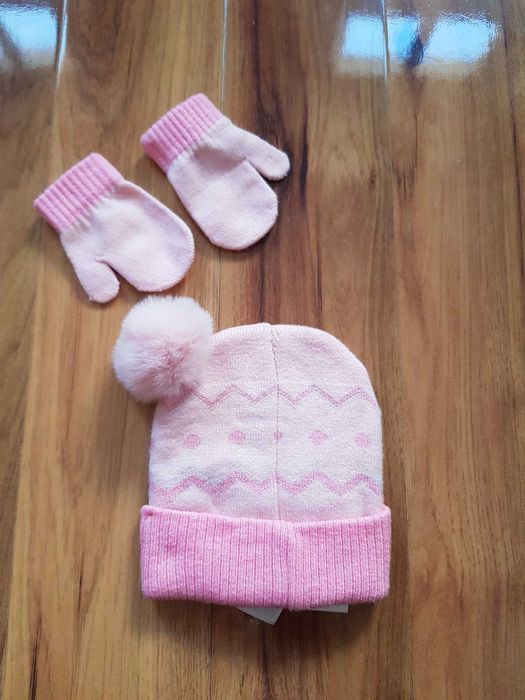 Różowa czapka  i rękawiczki Myszka Minnie Disney 12-24 miesięcy