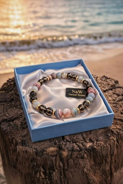 Bransoletka Agat z Kwarcem Dymnym – Uziemienie i Spokój/Prezent