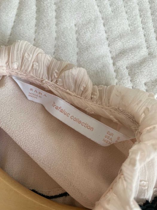 Zara bluzka pudrowy róż cekiny boho elegancka plumeti S 36