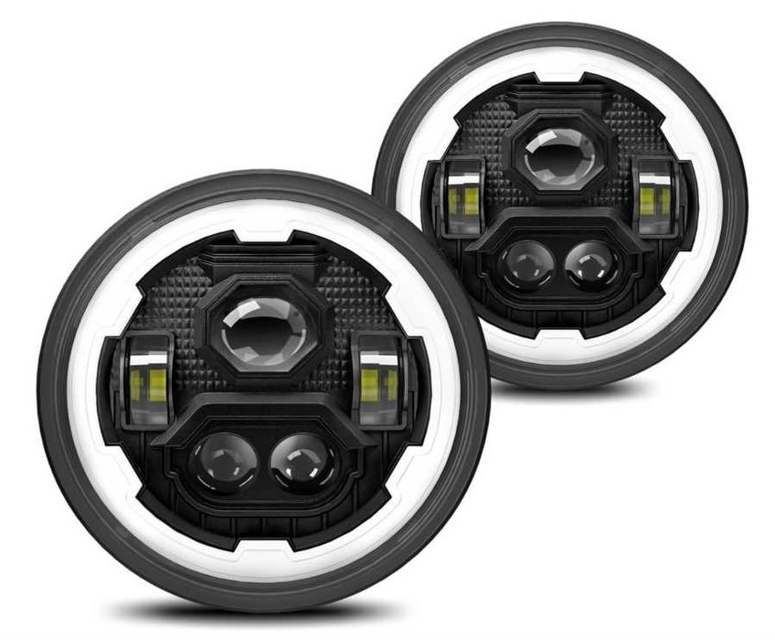 Reflektory LED 7 cali Okrągłe Zestaw 2 szt. DRL Kierunkowskaz IP67