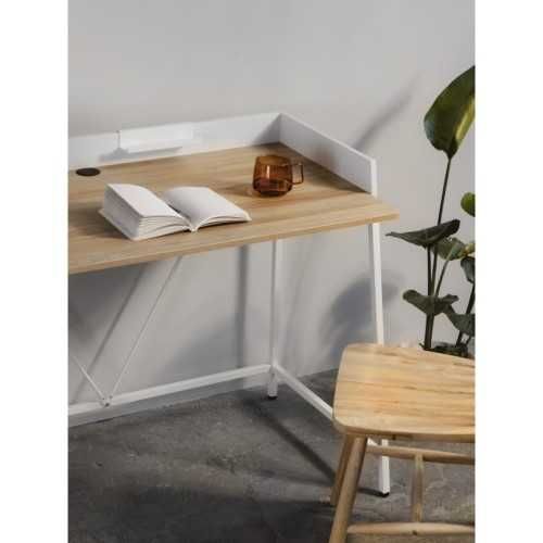 Biurko 103 cm loft buk/białe