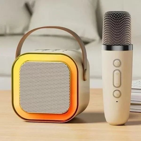 Караоке Світлодіодний бездротовий на 2 Мікрофони, аудіо мікрофон дитяч