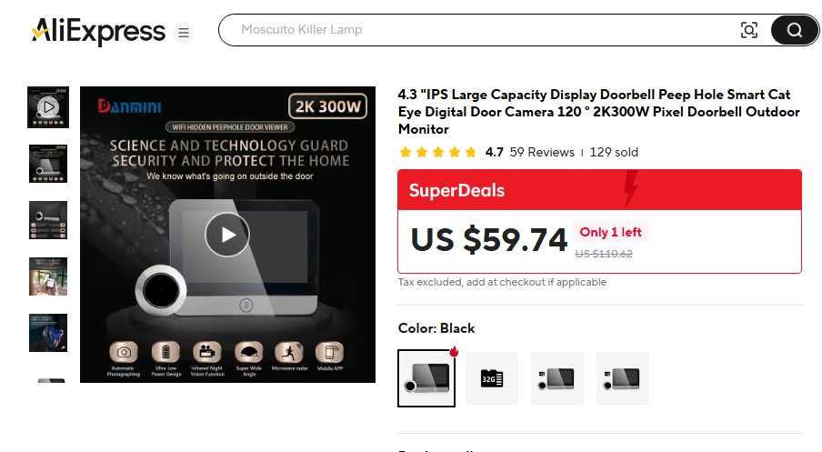 Wifi Видеоглазок + монитор 4,3" дюйма,, подключение через Tuya