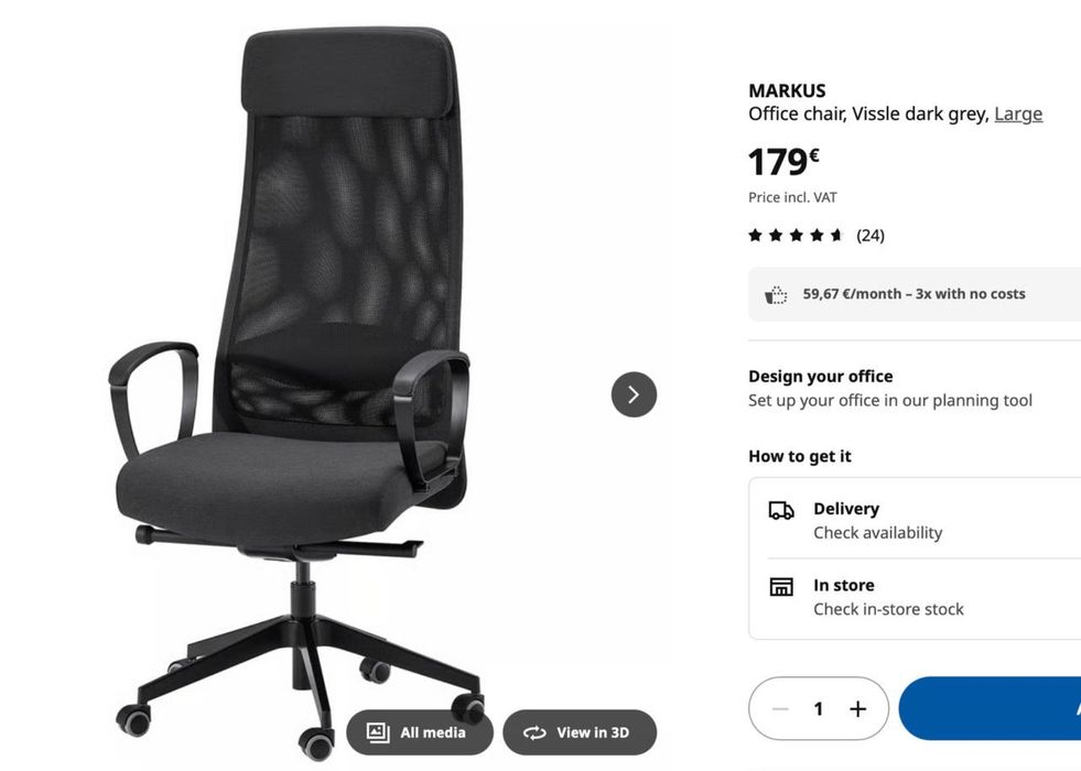Cadeira IKEA Markus em ótimo estado