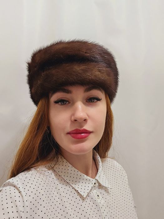 Кашкет, берет женский из меха норки, 56-57 размер