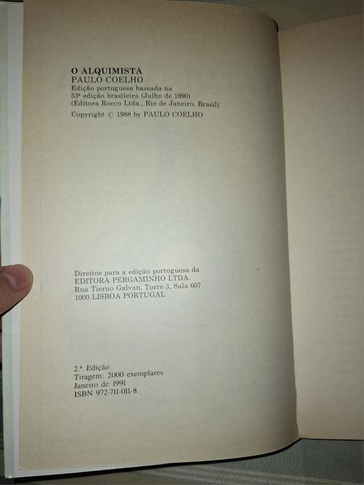 O Alquimista, 2ª edição,  Paulo Coelho.