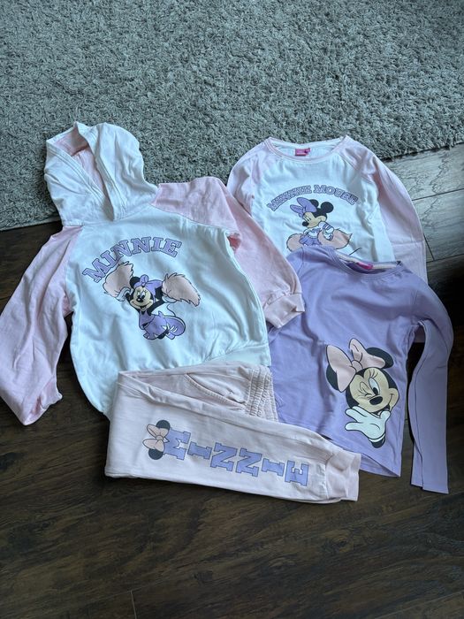 Dres komplet minnie mouse i 2 bluzki z długim rękawem roz. 134