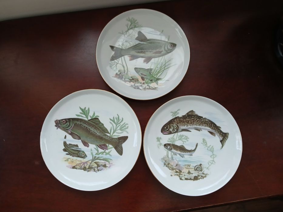 Porcelanowe talerze 17 cm rybki 6 sztuk ryby Colditz