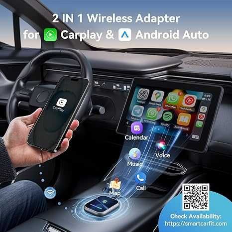 Wireless CarPlay Adapter 2024 Upgraded, 2 in 1  CarPlay & Android Auto