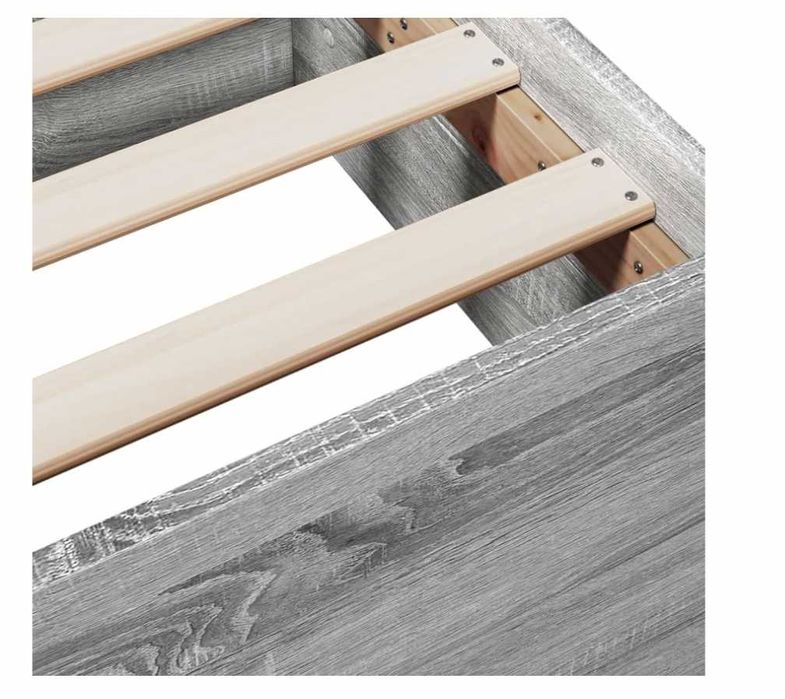 Bed Frame, Vidaxl Bed Frames Gray Processed Wood (135 x 190 cm)