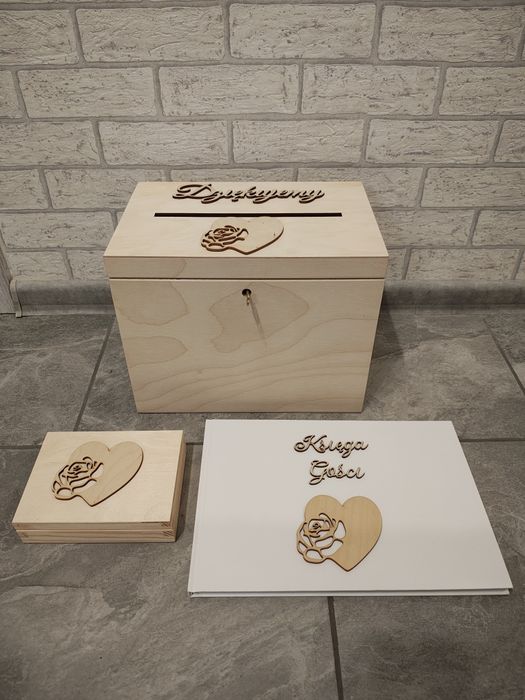 Nowy zestaw ślubny skrzynka na koperty pudełko na obrączki księgą gości ślub wesele