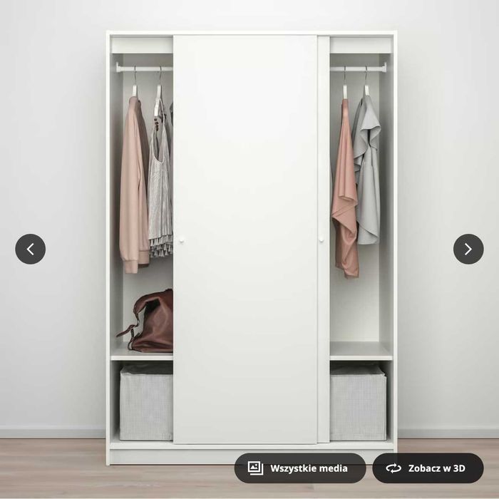 Biała szafa z drzwiami przesuwnymi - IKEA KLEPPSTAD