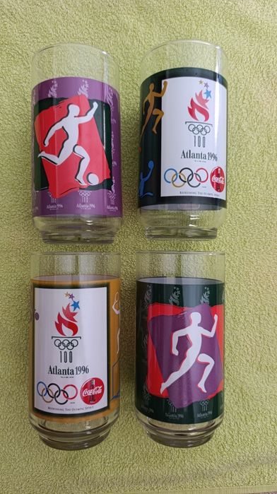 Coleção 4 Copos McDonalds Coca-Cola Jogos Olímpicos Atlanta 1996 (Raros)