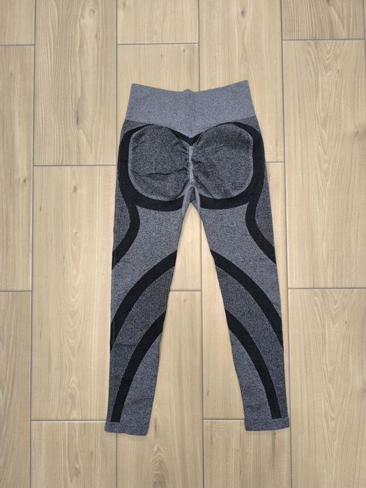 Legginsy czarno-szare bezszwowe nowe push up M