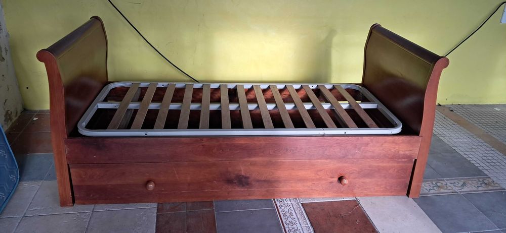 Cama solteiro barco estilo Império madeira