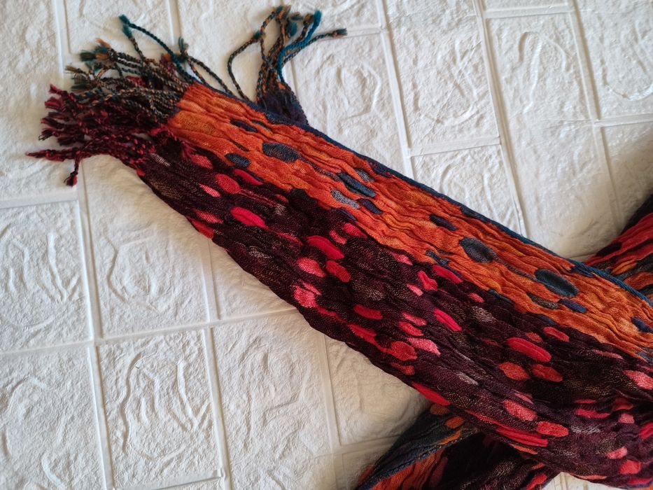 Wełniany szalik Codello 100% wool wełna lana pomarańczowy czerwony brązowy 180/23